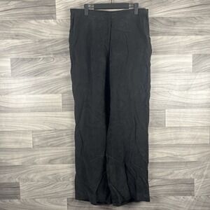 VTG Marco Polo Pants Women 14 Black 100% Cupro Tapered High Rise Career Business